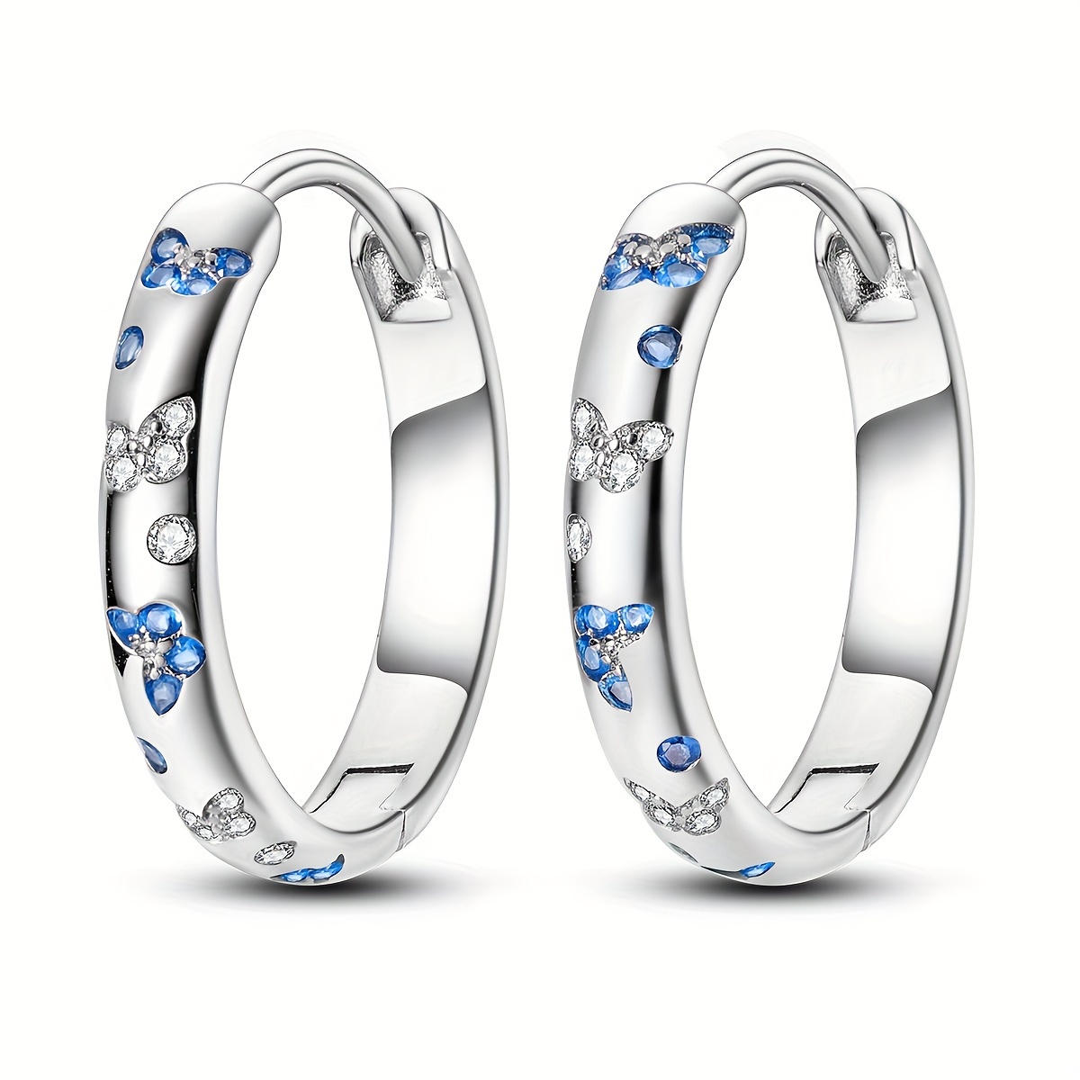 TEMU Original 925 Sterling Silver High Quality Women Hoop Earrings Plating Golden White Zirconia Elegant Women Earrings Jewelry Gifts