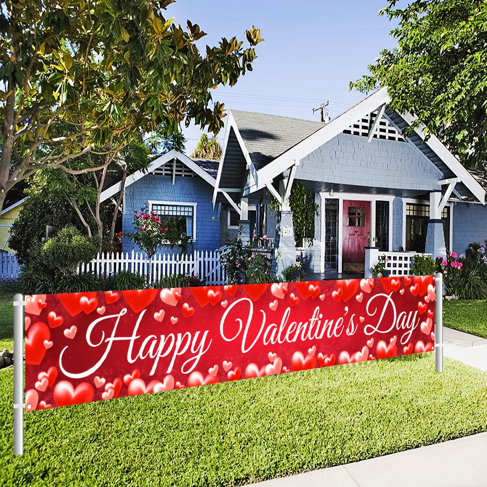 

Valentine's Day Love Banner - 118" X 19.6" Polyester Outdoor Decoration For Garden, & Entrance - Romantic For Surprise Parties