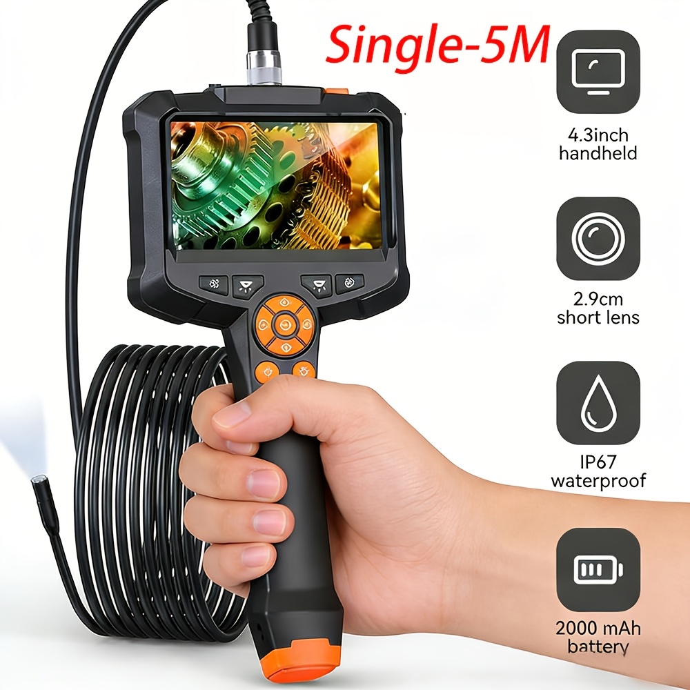 TEMU Endoscope Camera With Light, 10.92cm Lcd Screen Inspection Cameras, Handheld Industrial Endoscope, Ip67 Borescope With 8 Adjustable Led Lights,