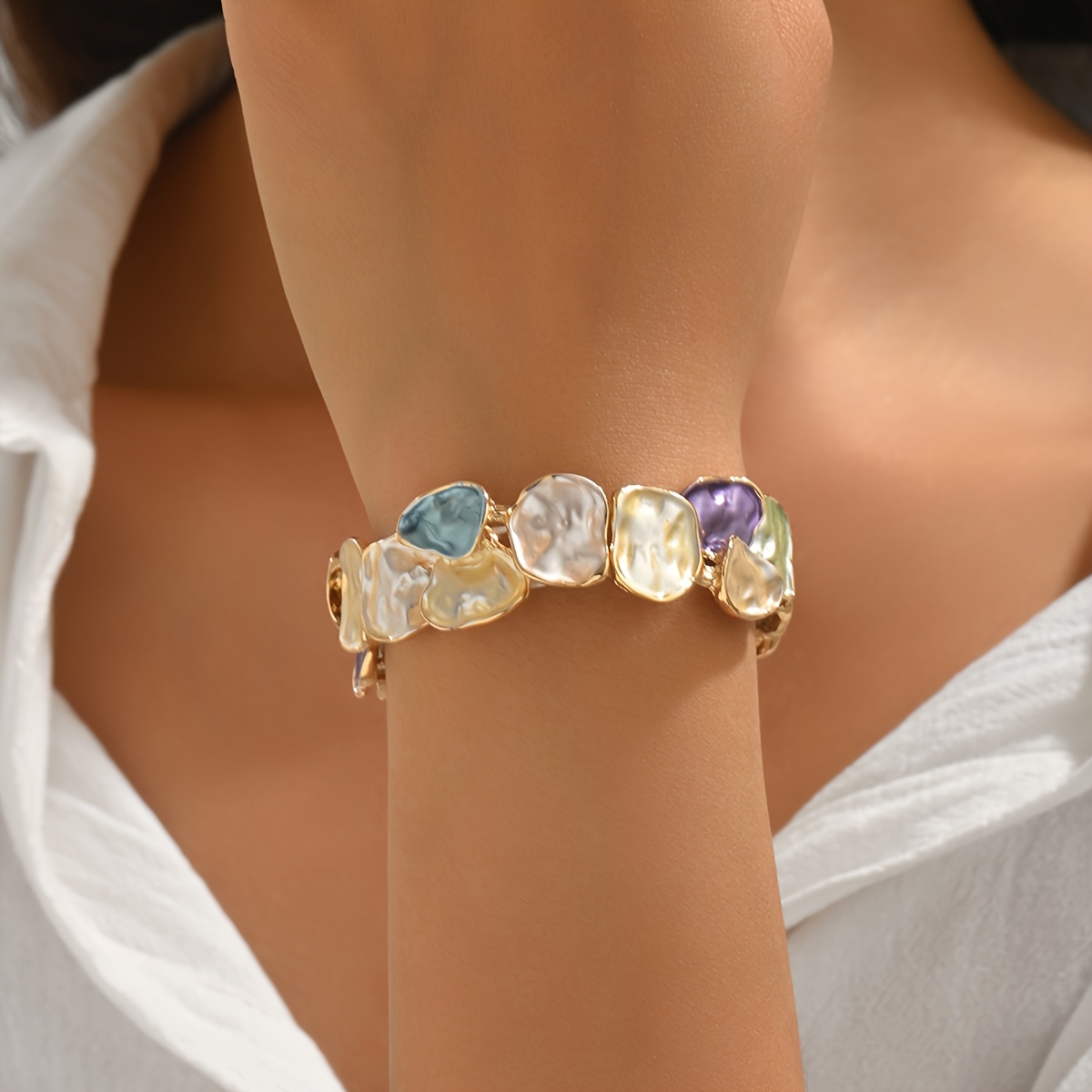 Women's Colorful Enamel Bangle, Niche Design Bracelet