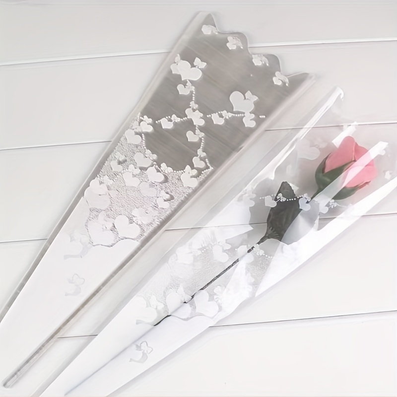 TEMU 100 bolsas de plástico transparente para envolver flores, de , adecuadas para de rosas, para de San Valentín, empaque de regalo para de la , de