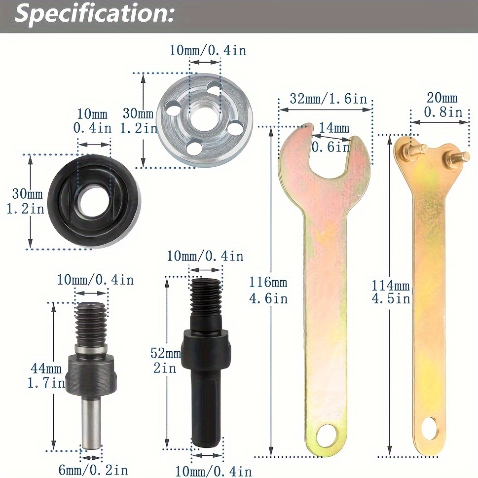 

Multifunctional Electric Drill Angle Grinder Adapter Kit, Includes 6mm And 10mm Arbors, With Wrench