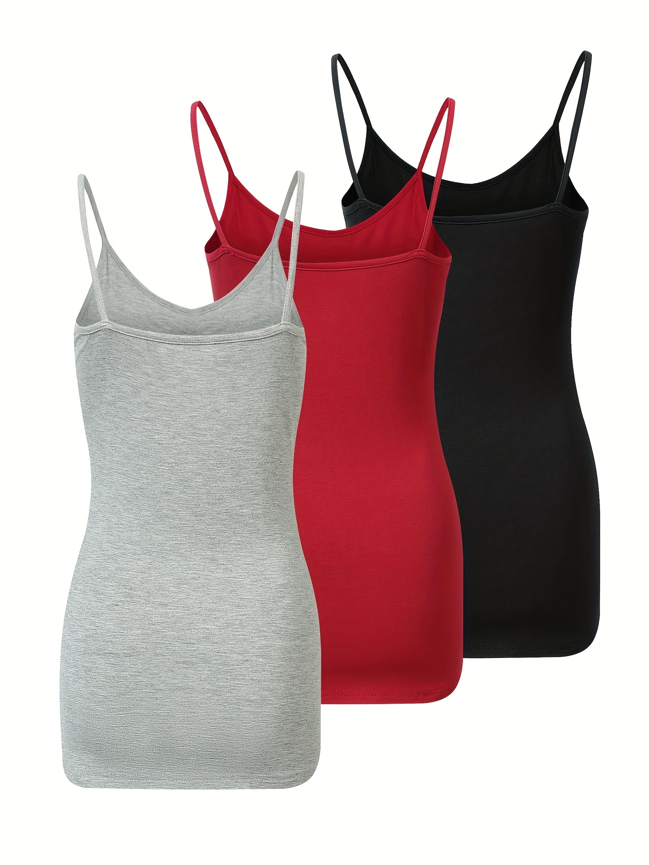 3pcs set womens basic casual long cami tank top adjustable strap layering top