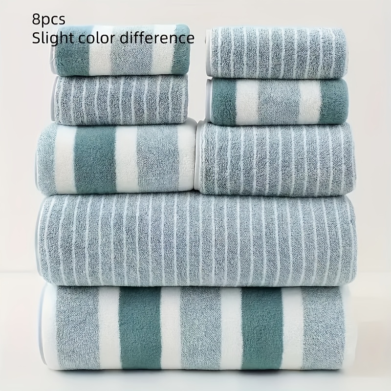 TEMU 8pcs Coral Fleece Bath Towel Set, 2 Towels, 2 Towels, 4 Towels