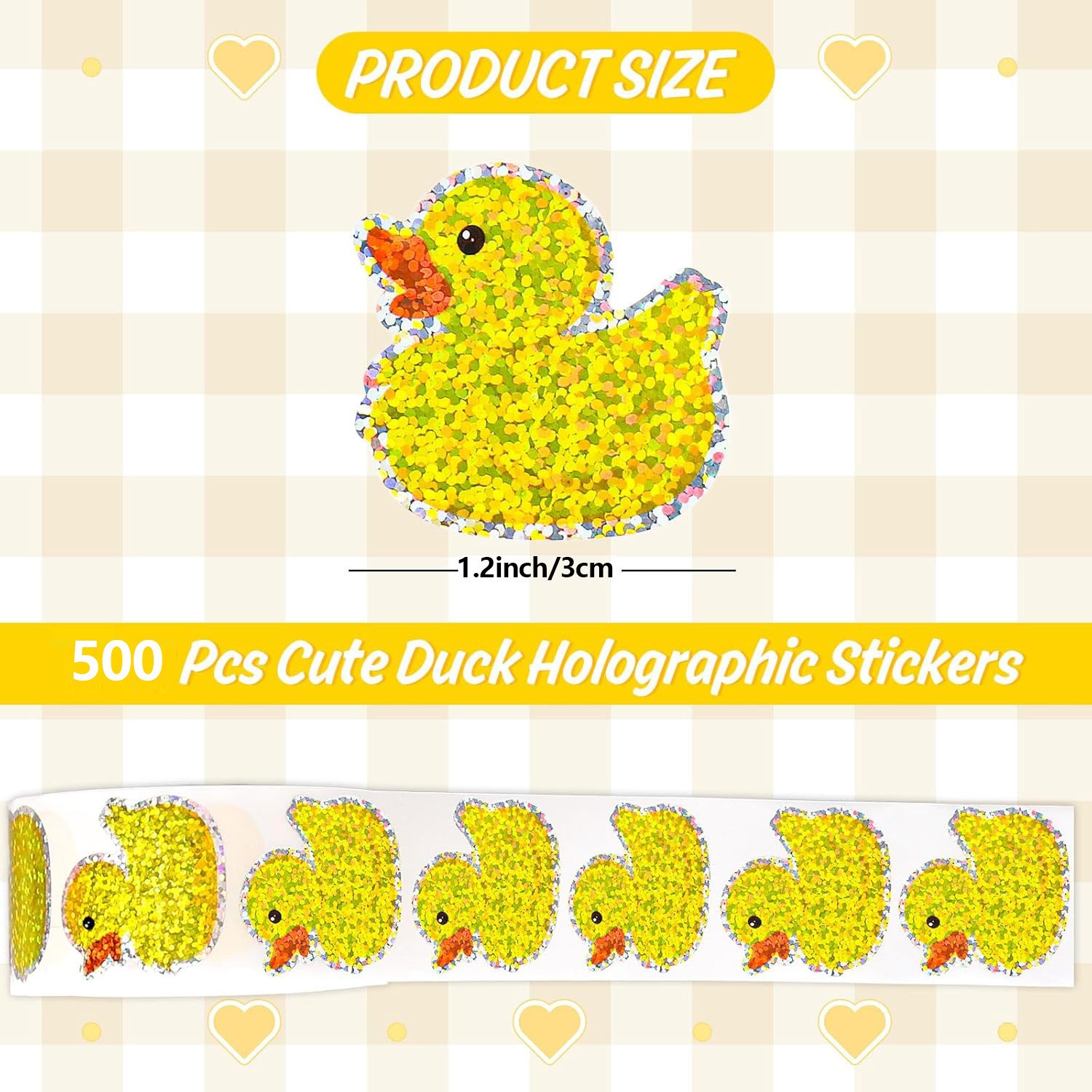 Image of 500pcs 1.2in Yellow Cute Duck Decorative Reward Sticker Labels, Gift Decoration Stickers, Handmade Stickers, Small Business Stickers, Envelope Stickers, Product Purchase Thank You Stickers