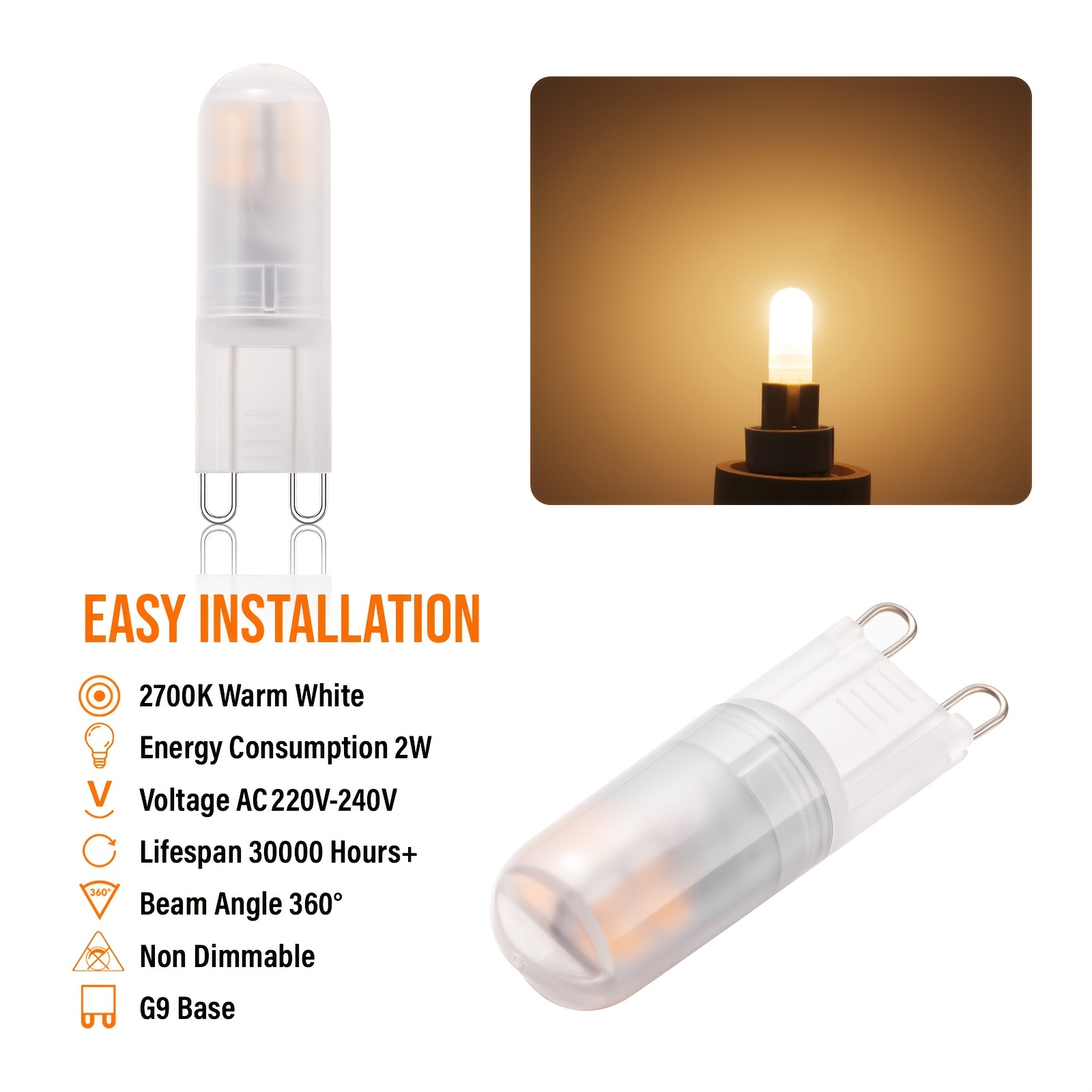 SCNNC Ampoules Halogènes G9 33W 230V - Blanc Chaud