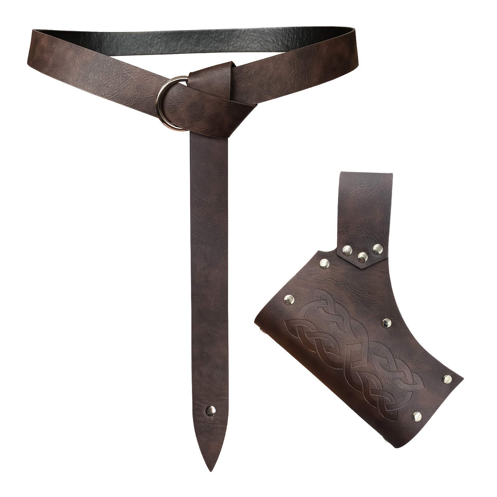 TEMU 2pcs Medieval Belts, Renaissance Knight Waist-cinching Embossed Scabbard Set, Suitable For Larp Cosplay Clothing, Halloween Men And Women Gift,