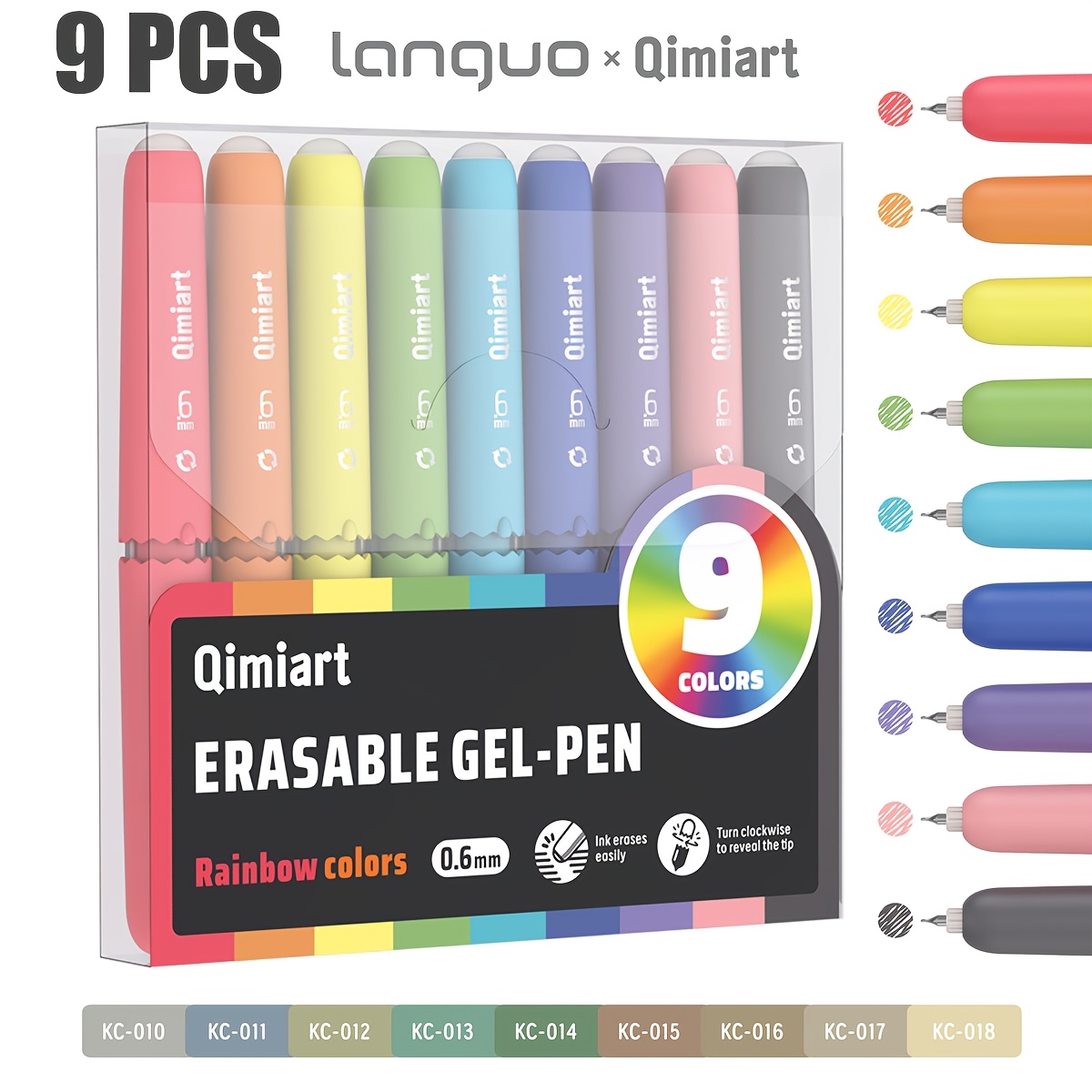 TEMU LANGUO Ensemble de 9 stylos gel effaçables, dotés d'une pointe de 0,6 mm et d'une d'œuf, parfaits pour le , le gribouillage, l'écriture, les ,
