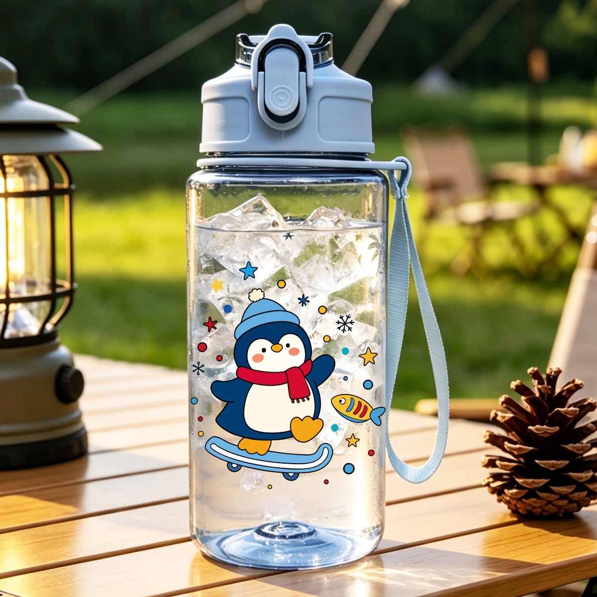 TEMU Botella de agua de plástico personalizable con , con , 500 ml, con elefante de dibujos animados, adorable, león enérgico, gato . Vaso de agua