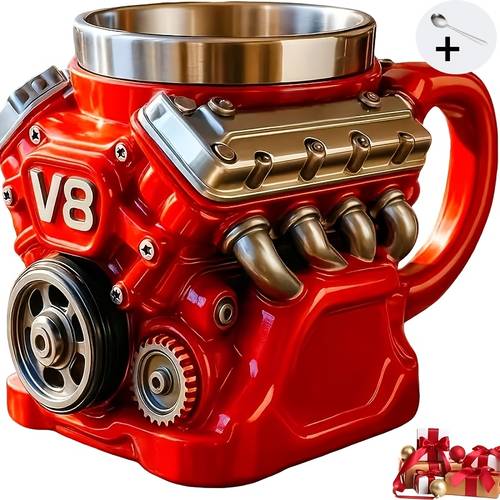 shaped stainless steel mug retro mechanical style coffee mug car themed coffee cup mechanic boyfriend gift shock resistant durable mens mug fathers day christmas gift
