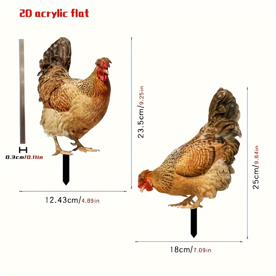 

Piquet de Jardin en Acrylique Charmant en Forme de Poulet - Décoration Extérieure Vibrante pour Cour et Pelouse, Parfait pour Patio, Ferme et Campus.