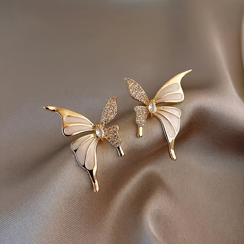 TEMU 1 par de aretes de pequeña con esmalte escurridizo y elegante, con incrustaciones de pedrería, adecuados para uso diario de mujer y vacaciones