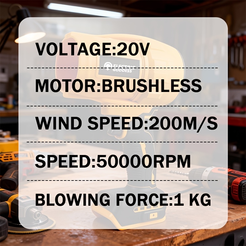Electric Brushless Air Blower (Tool Solely - No Battery) 50000RPM Goddess Car Dryer Dust Blowing Tools for Clearing Leaves Snow