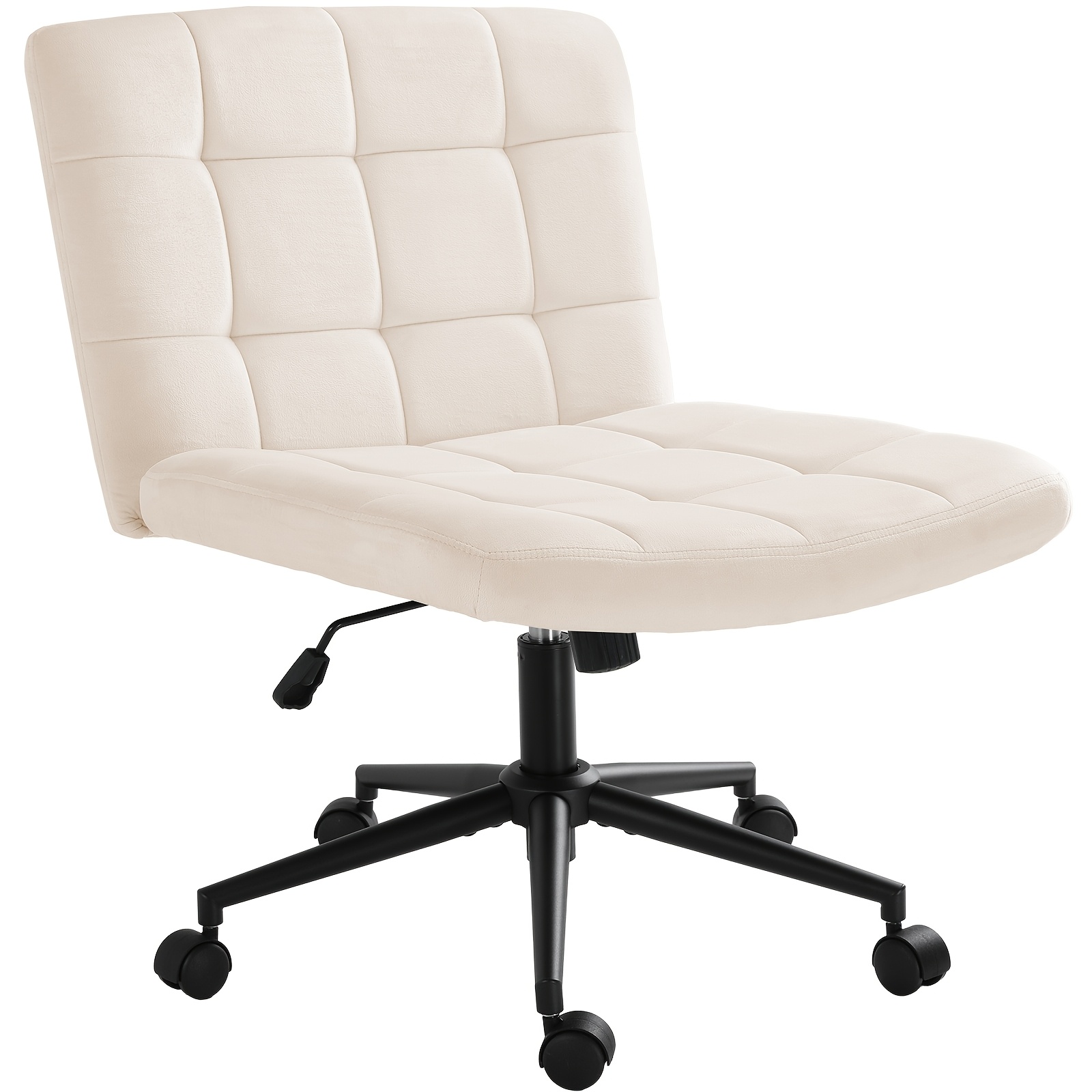 Dressing Chair, Wide Cross-legged Seat, No Armrest, Height Adjustable, 360-degree Swivel Rocking Chair, Velvet Plus 10cm Soft Cushion, Sturdy Metal Leg, Suitable For Bedroom, Living Room And Office