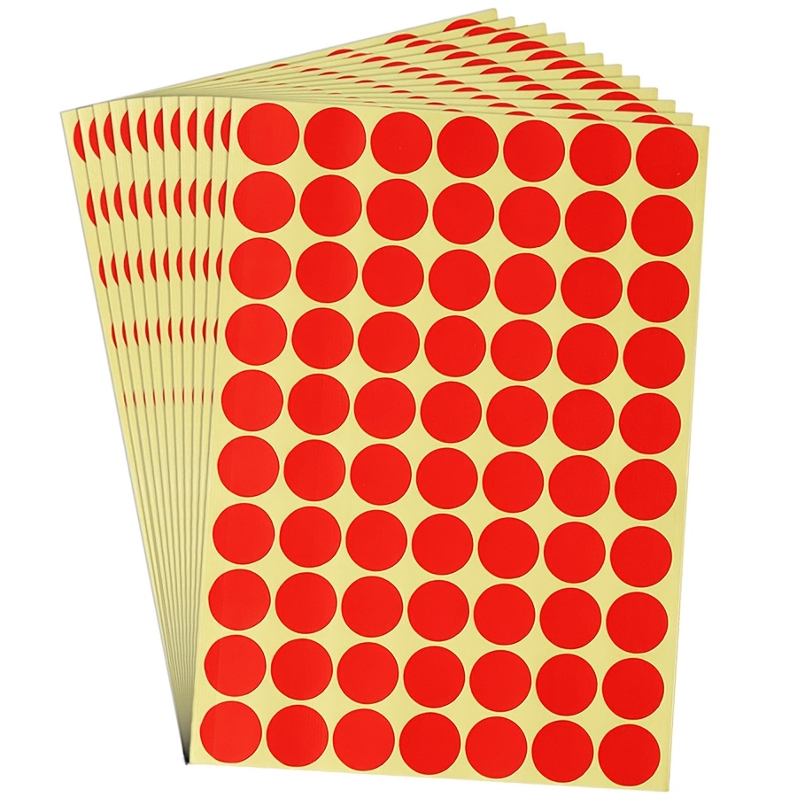TEMU 840pcs/12 Feuilles d'Étiquettes Rouges Ronde de 3/4 Pouce, Étiquettes Autocollantes Codées Couleurs, Étiquettes en Papier Auto-Adhésives à et à