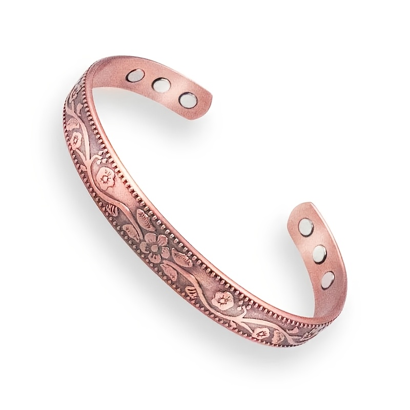 TEMU A Retro Elegant -style Plum Open Bracelet For Women, Exquisite Bohemian Ethnic Style Flower Bracelet Jewelry Additions, Suitable For Daily Women