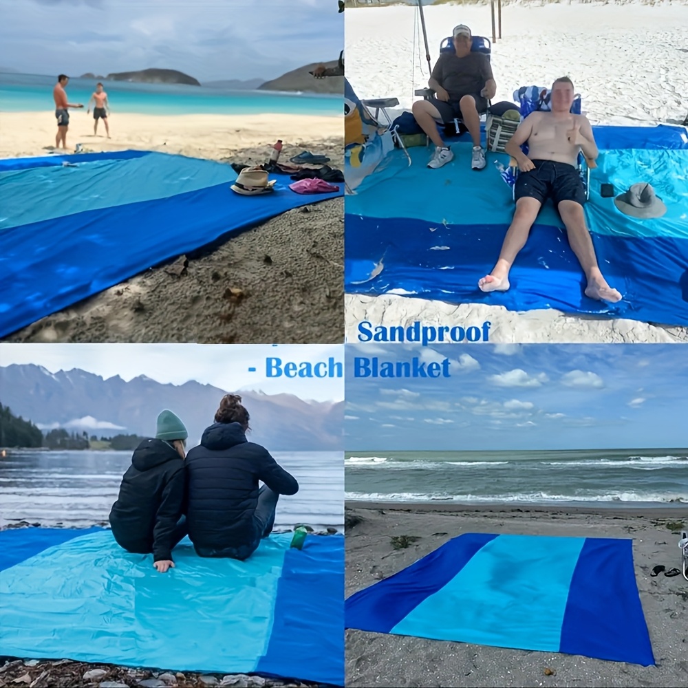 beach blanket foldable beach mat with corner stakes for outdoor