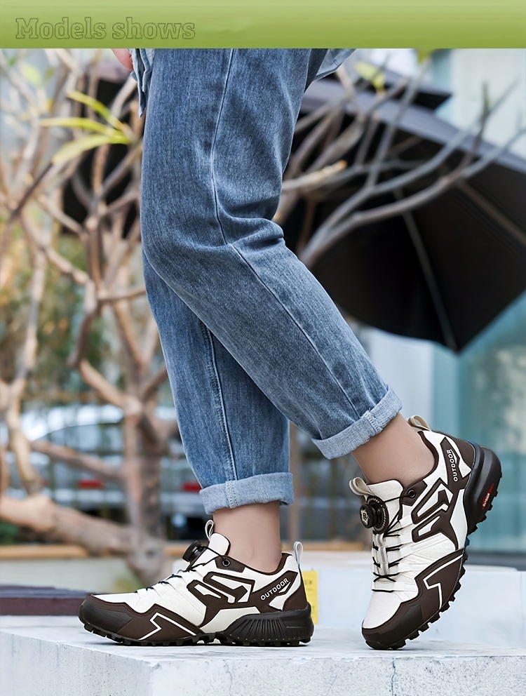 mens womens all terrain hiking outdoor shoes lightweight breathable trekking boots with md rubber anti skid sole cushioning insole brown white   for     unisex Product details 4