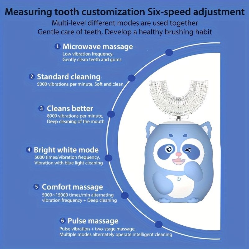 SPAZZOLINO DENTI ELETTRICO BAMBINI IPX6 PULISCI CURA DENTALE VIBRAZIONE  18000MIN