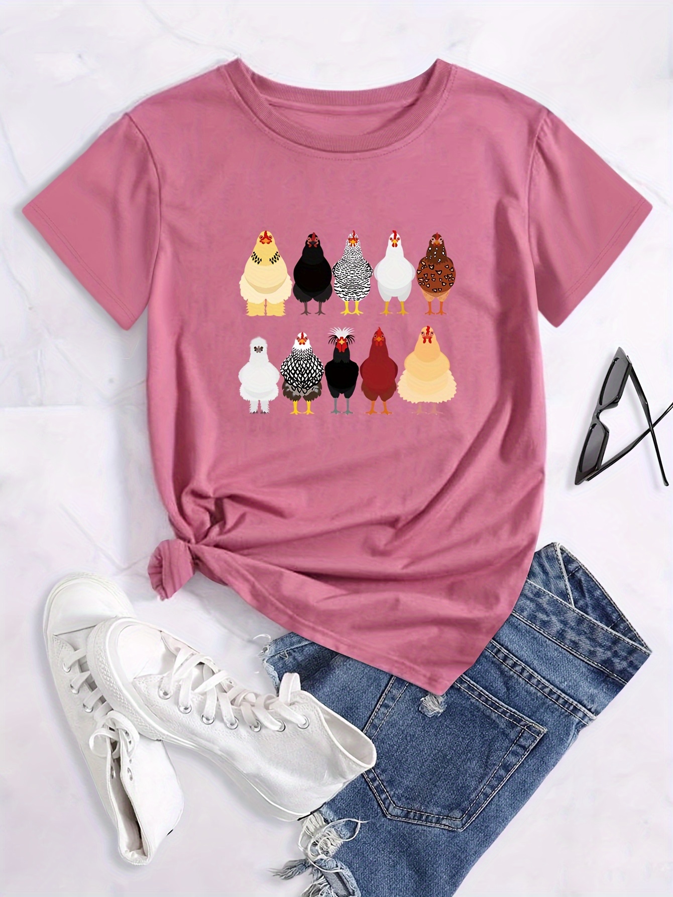 Graphic Print T shirt Plus Size Short Sleeve Crew Neck - Temu Canada