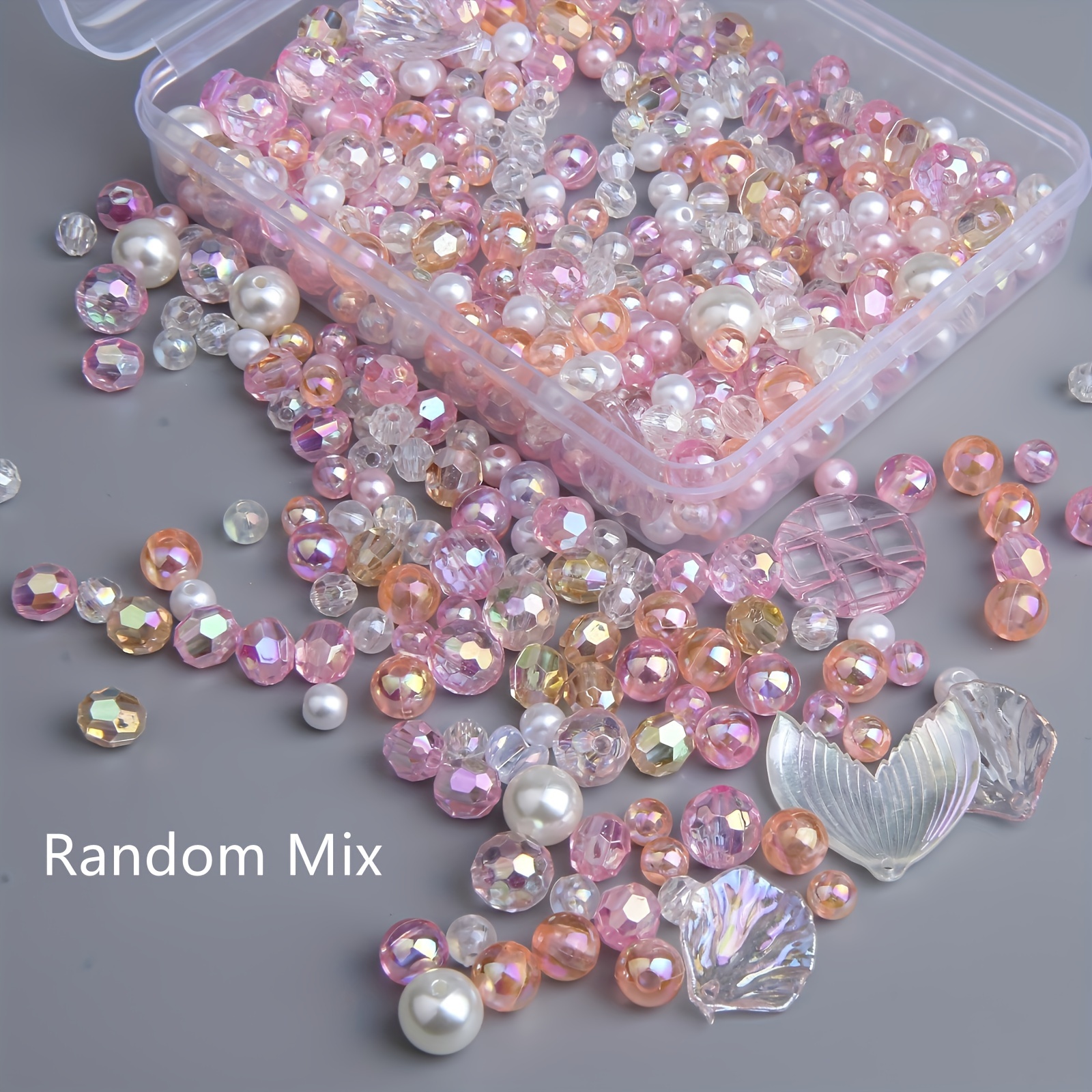 200pcs, 3-12mm Assorted Random Round Beads In Colors And Materials, Including A Small Number Of Random Large Pendants, Suitable For Couple Bracelets, , And Bracelet Accessories