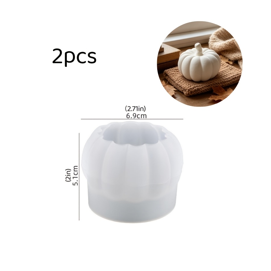 Image of Clay Silicone Mold, 2pcs Halloween Pumpkin Decoration Molds, Suitable For Making Epoxy Plaster, Candles, Aromatherapy Products, Home Decoration, Wedding Table Decoration, Silicone Mold