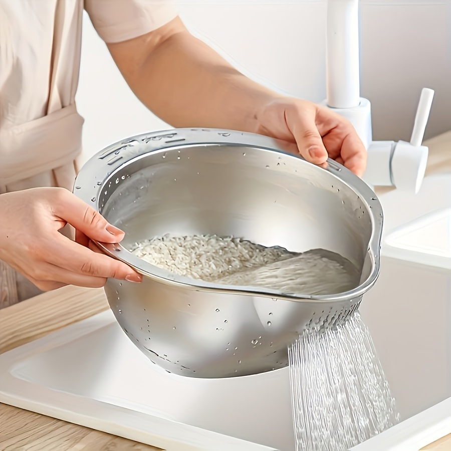 TEMU 1 pièce, idéal pour le riz, égoutter les fruits et laver les légumes. C'est un tamis en durable et pour les aliments avec une poignée, efficace