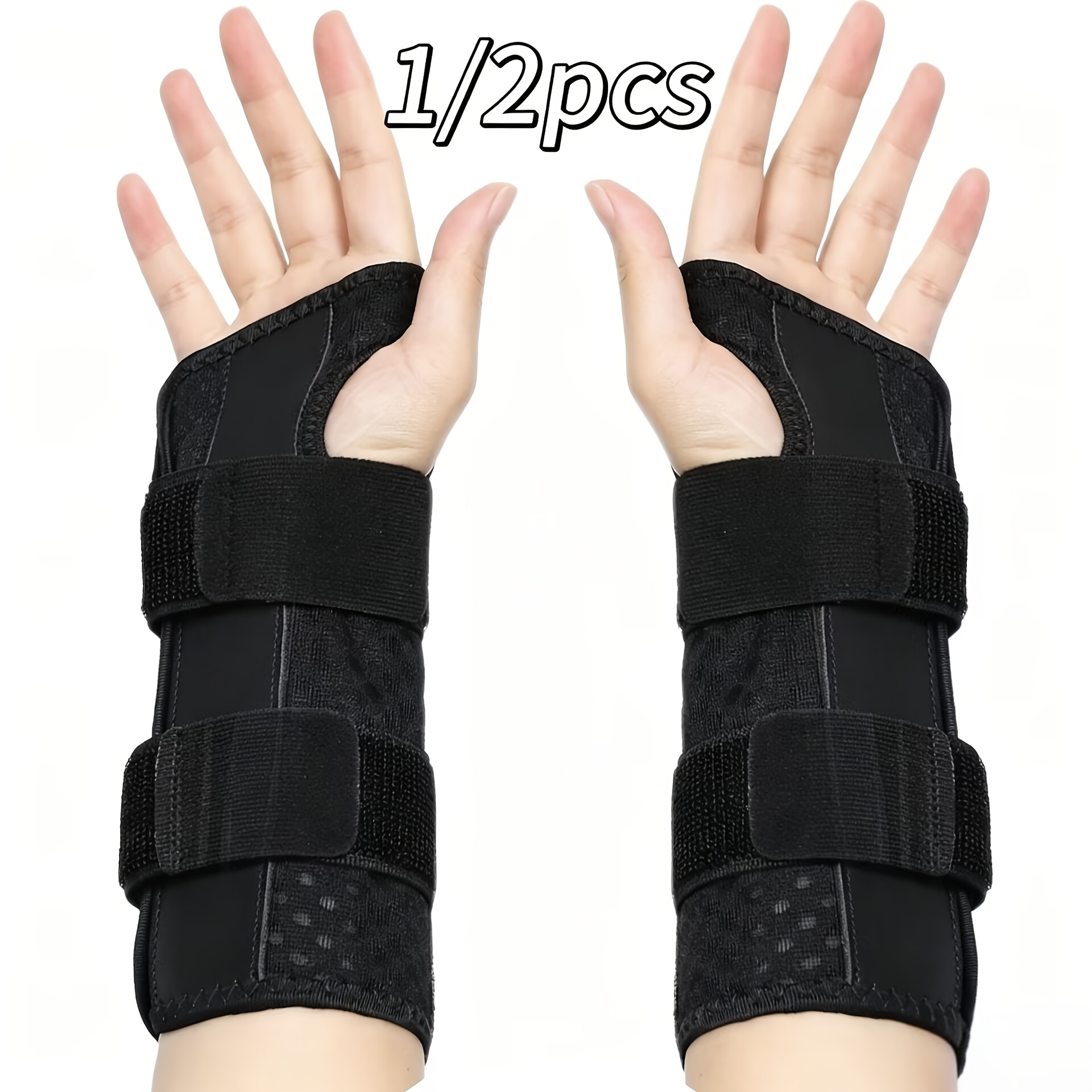 2pcs/1pc Adjustable Wrist Support Straps, Equipped With 2 Adjustable Bands And A Metal Bracket, Suitable For Men And Women, Including Wrists. Made Of Durable Polyester Blend Fabric With A Closure