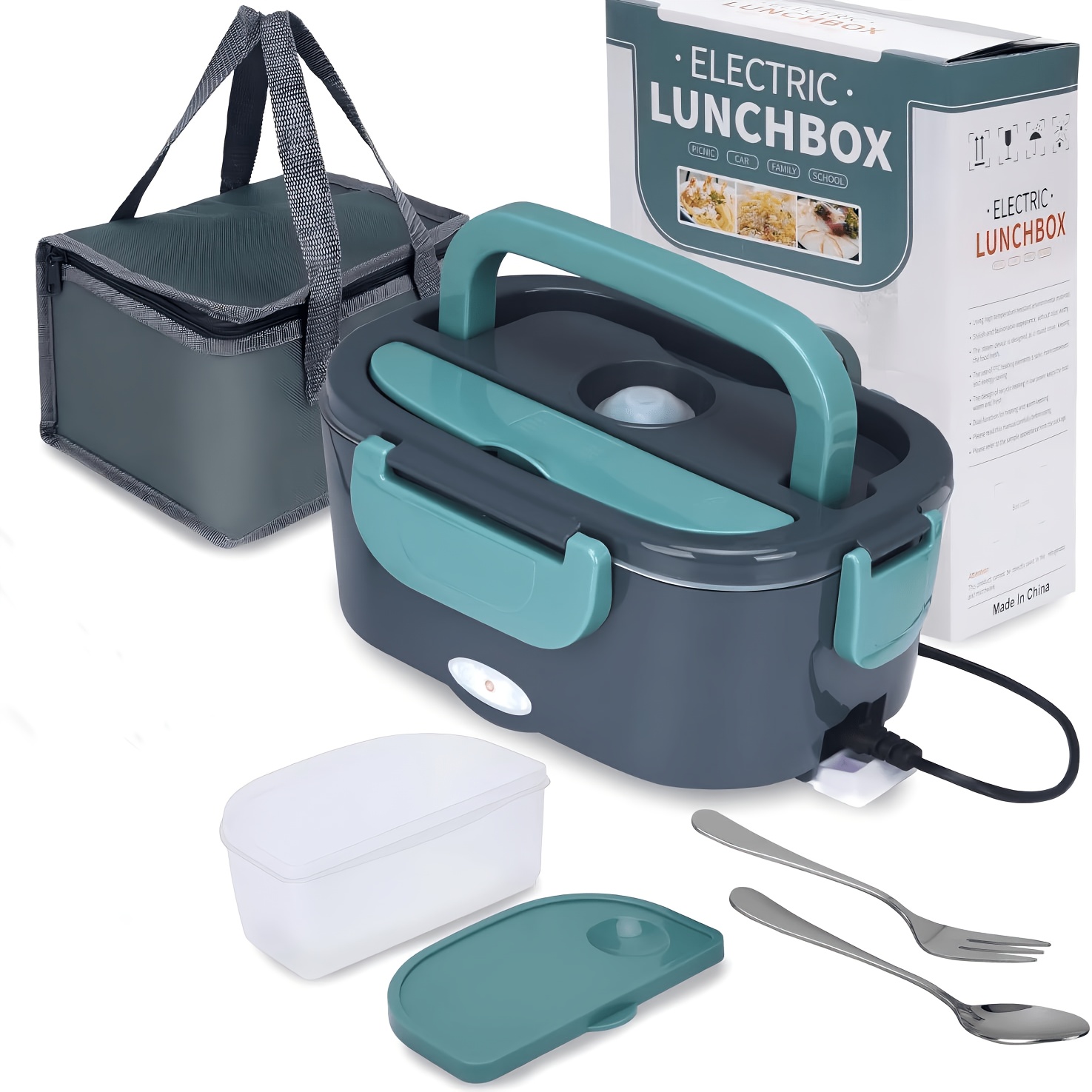 50.72oz Lunch Box, 12v/24v/120v Portable Food Heater, Leak-proof Stainless Steel Container For Car, Truck, Office, Work, Picnic - Perfect For Hot