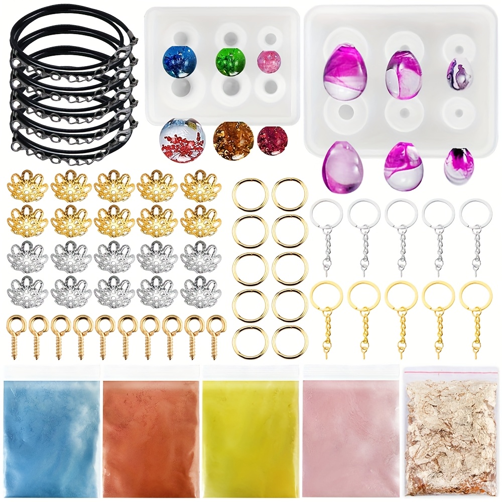 Image of 62pcs Ball Resin Silicone Molds Jewelry Making Kit For Epoxy Resin Crafts - Create Sphere Pendants, Necklace Beads, Keychain Charms- Beginner-friendly Mold For Homemade , Jewelry Making Supplies