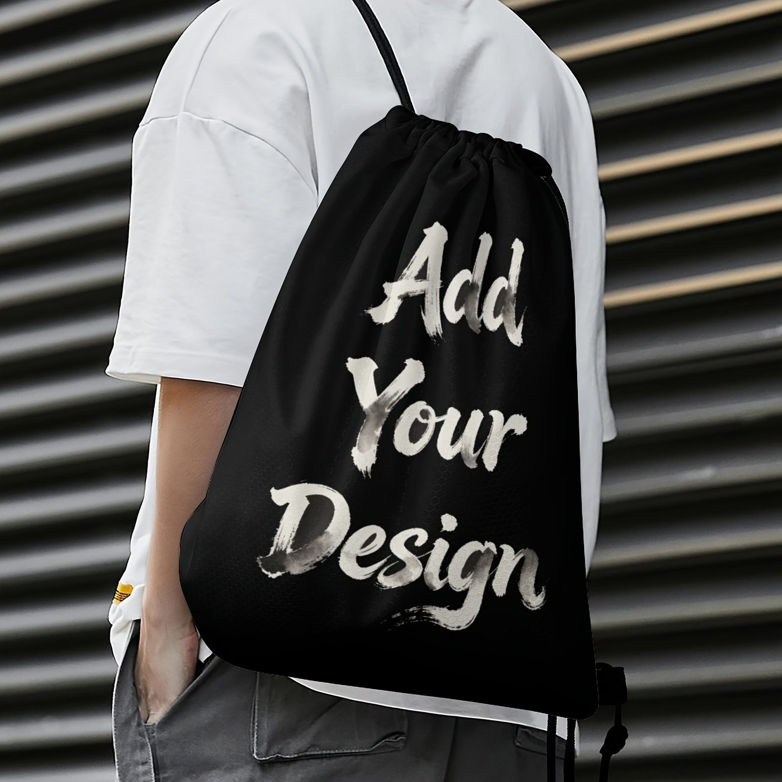 TEMU Customize Your Personal Drawstring Gym Bag With Your Own Pictures/logos/text. Features A Custom Drawstring Design, Suitable For Camping, Beach,