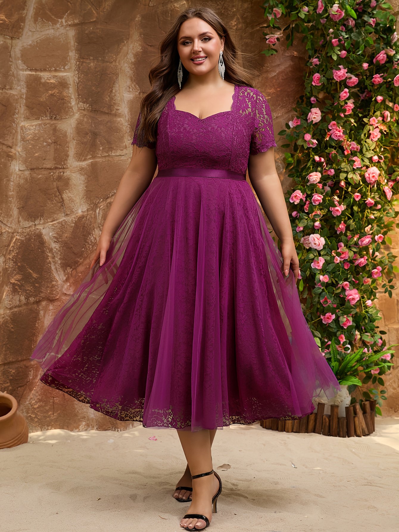 ruffled neckline bridesmaid dress V-neck Ruffles Sleeves Chiffon Bridesmaid Dresses with Slit main image 0