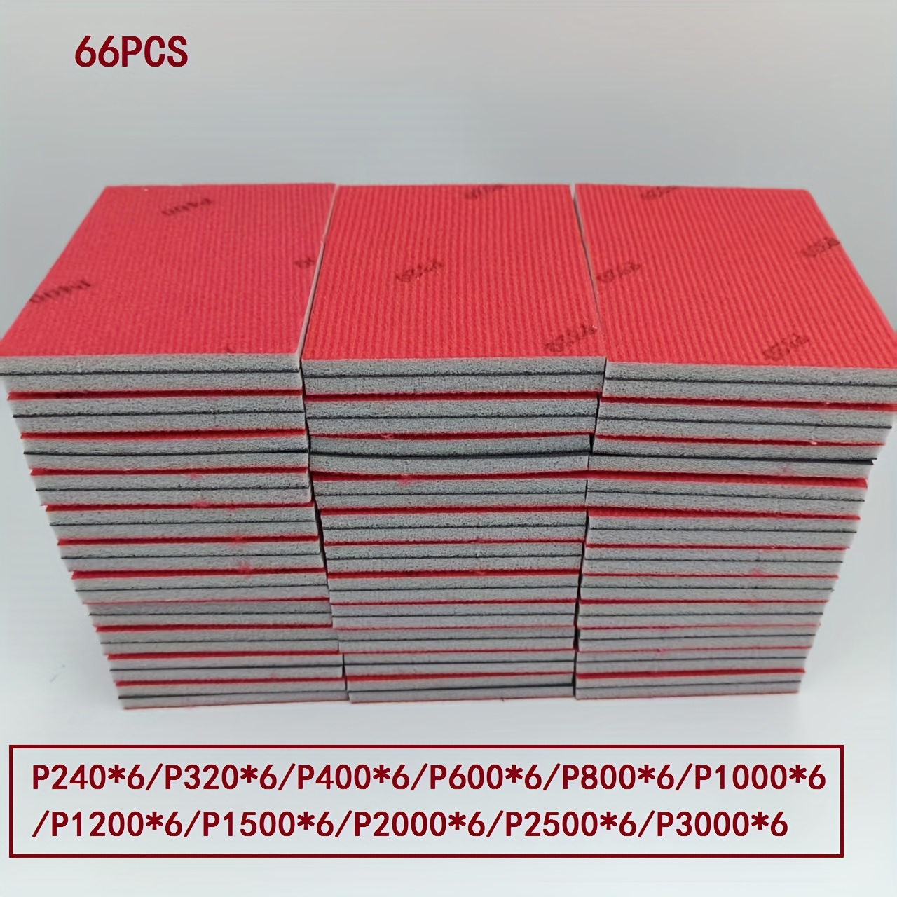 Image of 66pcs Of -3000 Sanding Sponge, /p320/////p1200/p1500//p2500/*6/combination Set, One-sided Flocked Sanding And Polishing Sponge Paper, Dry And Wet Sanding Small Square Sand Sanding Sponge Pad