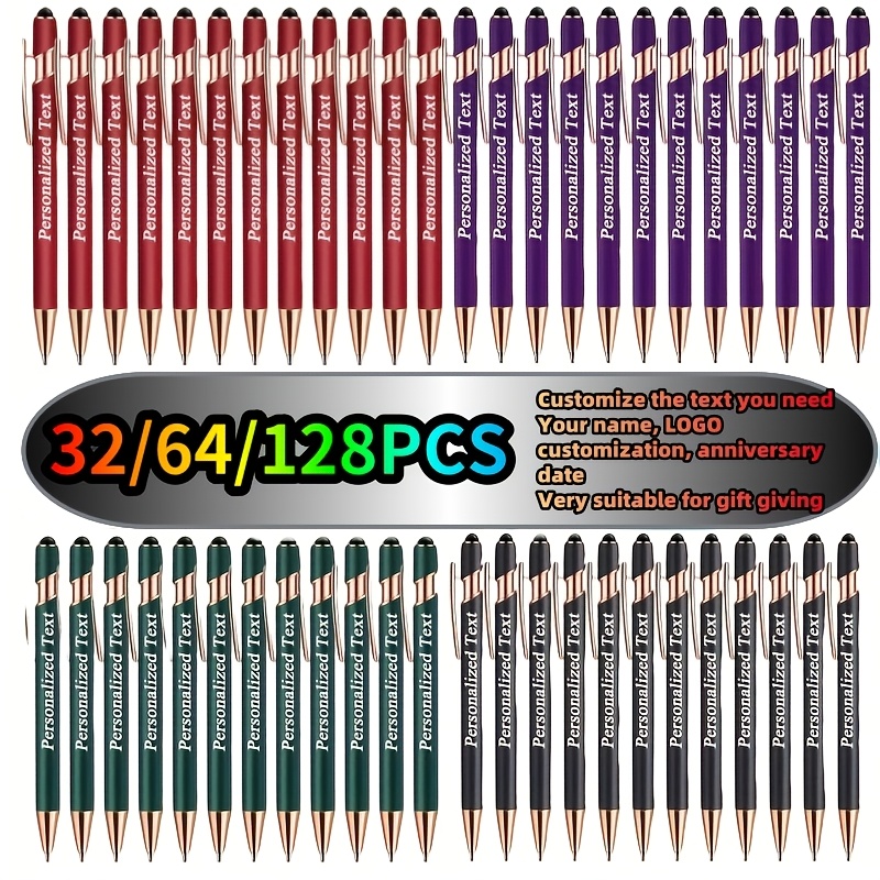 

32/64/128pcs Custom Engraved Ballpoint Pens, Personalized Metal Lettering, , Ideal For Anniversary, Birthday, - ,travel Accessories, ,suitable For Travel And