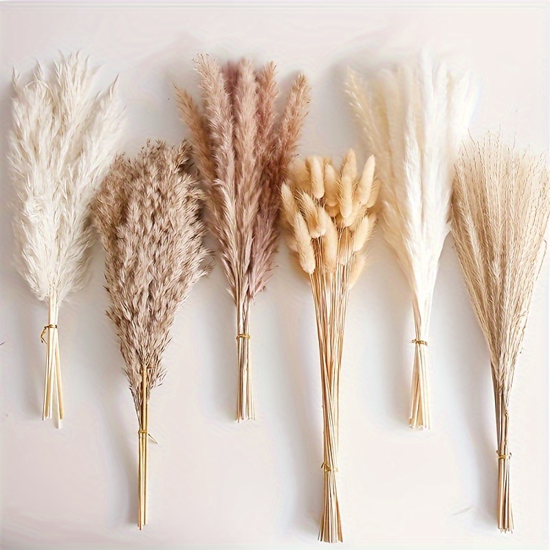 

116 Pcs Dried Pampas Grass Bouquet, Table Decor, Dried Flowers, Brown Pompas, White Pampas Grass For Wedding, Home, Rustic Party, Baby Shower Decorations