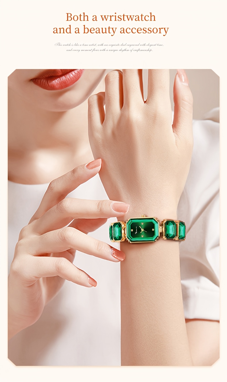 1pc   bracelet watch for women fashionable   with rectangular colorful case crystal dial european and american   style showcasing     of women   for gift   details 0