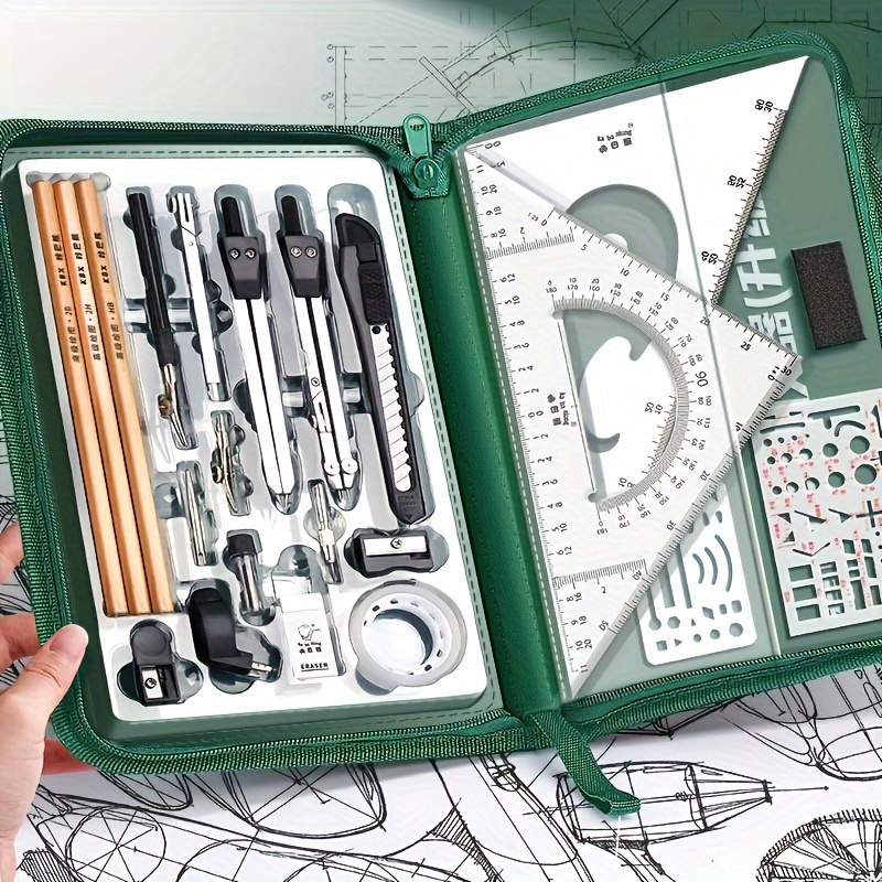 

Drawing Set For , Engineers, Artists, And - Includes Protractor, , , And - Pvc - Office Supplies, School Supplies, Teaching Materials, Drafting Kit