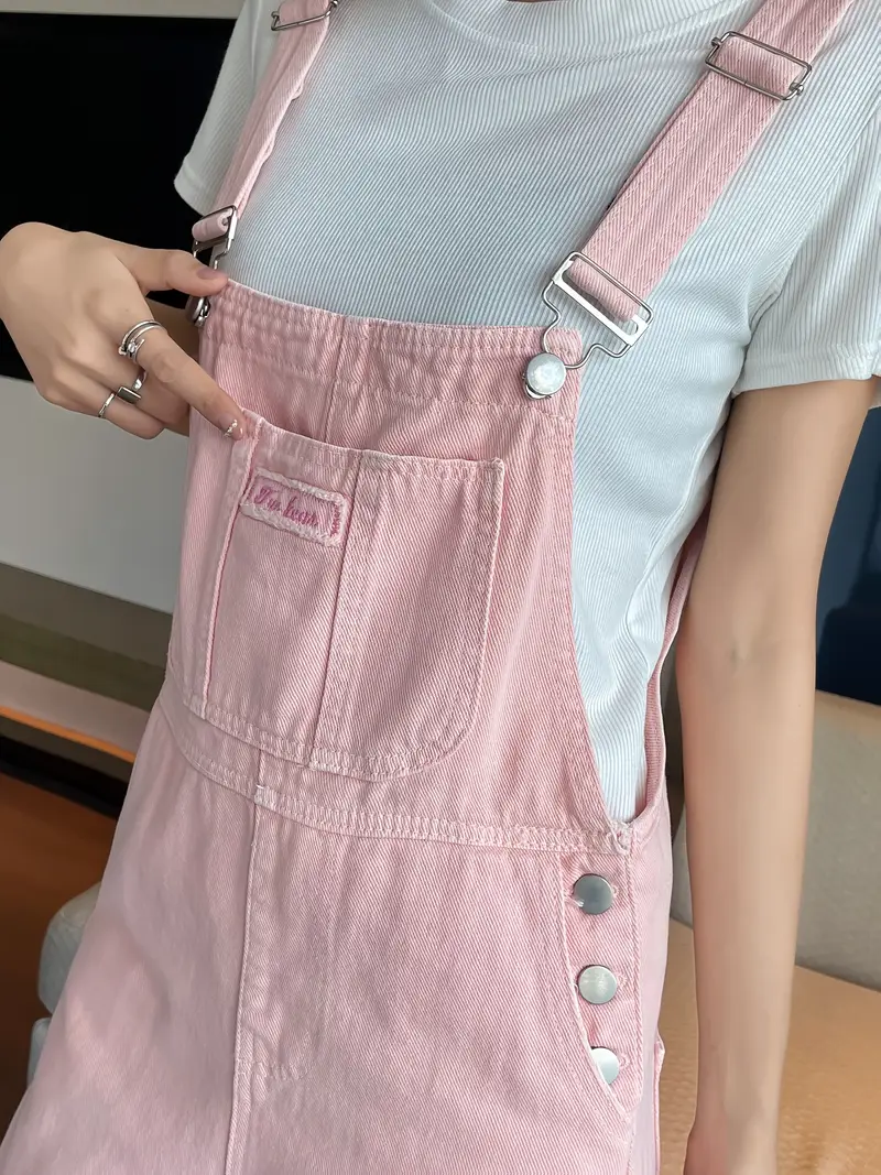 pink denim overalls spring summer college style - Temu Mauritius pink denim overalls spring summer college style - Temu Mauritius