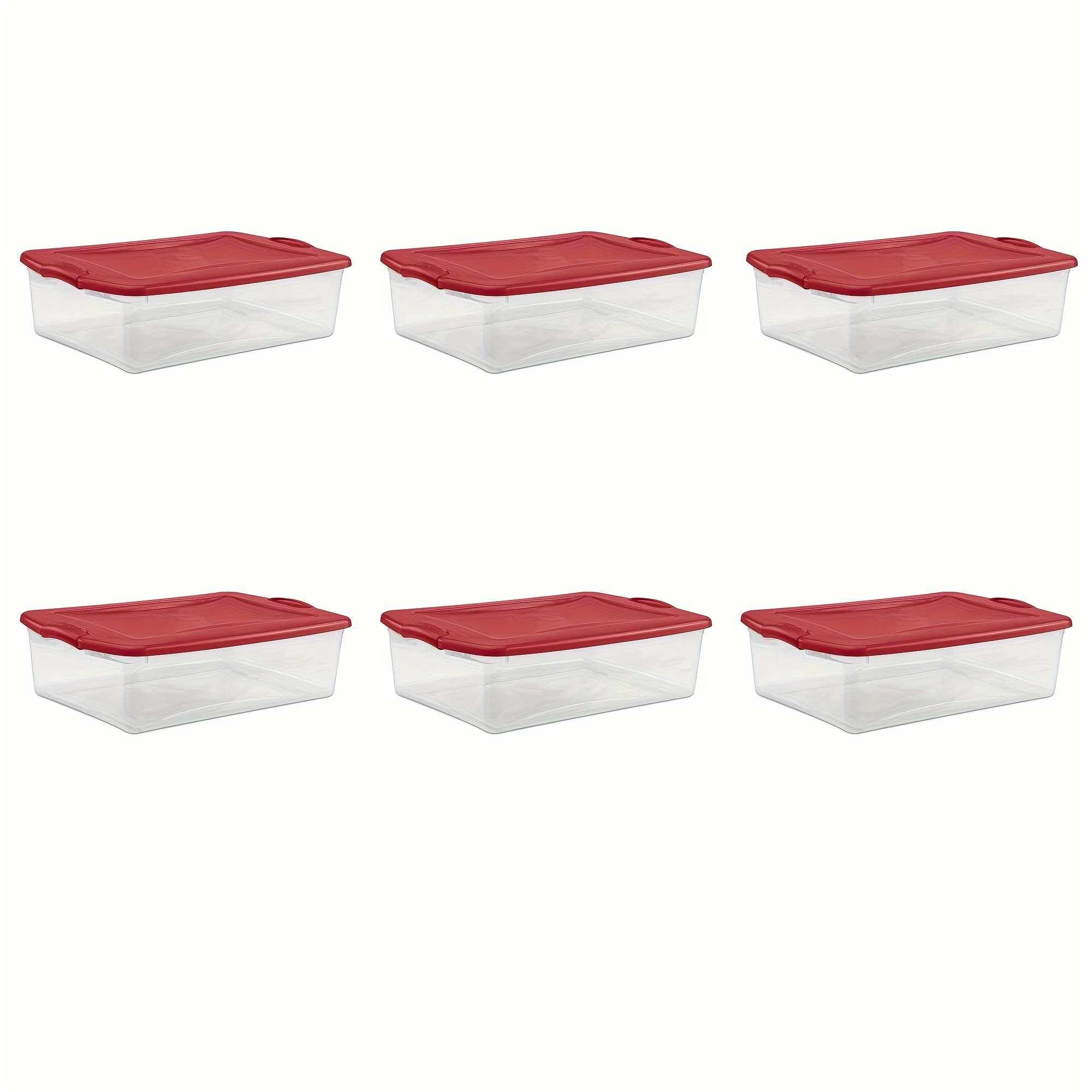 

32 Qt. Latch Box Plastic, Infra Red, Set Of 6, Red