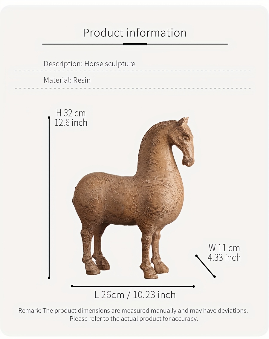 Resin Horse Figurine - Modern Decorative Horse Statue for Home Or Office Decor, Nordic Style Animal Ornament, Available in Brown Textured Or White Speckled End