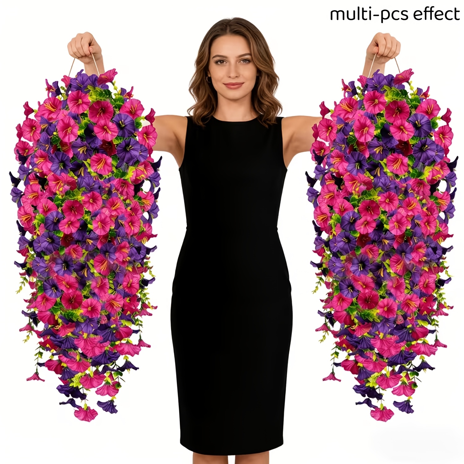 6pcs large new simulation hanging decorative wisteria purple and pink   combination suitable for home indoor outdoor decoration front door wreath decor wedding arrangement   festival fathers day mothers day  