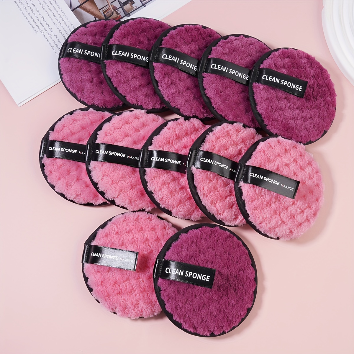 

12pcs Makeup Remover Pads Fash Wash Puff Facial Cleansing Sponges For Cosmetics Removing Reusable Washable Kit Gentle Beauty Care Tool Suitable For Light/medium/heavy Makeup Removing