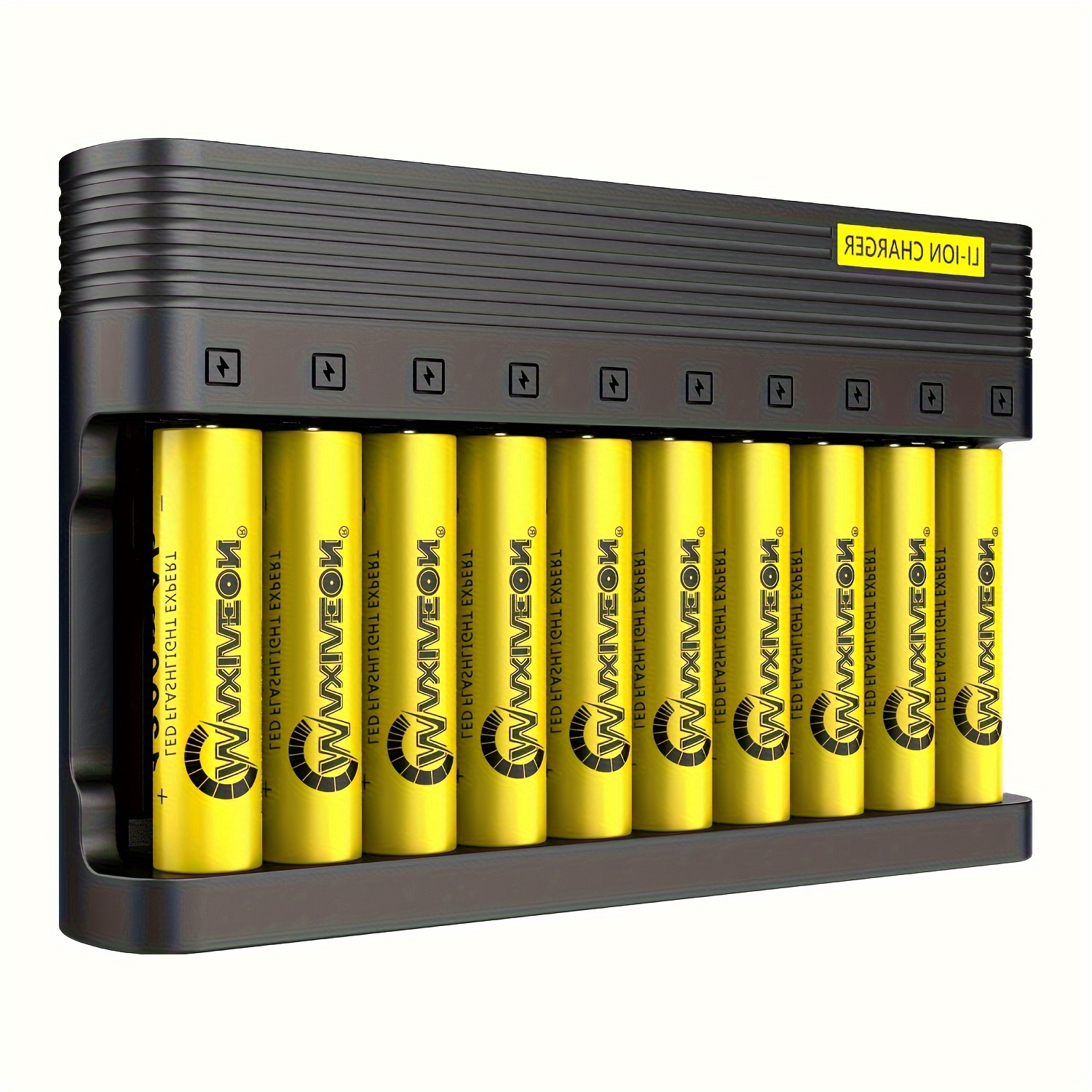 

10 18650 Battery Charger 10 Universal For 18650 26650 14500 16340 18500 10440 18350 17670 Rechargeable Battery (battery Not Included)