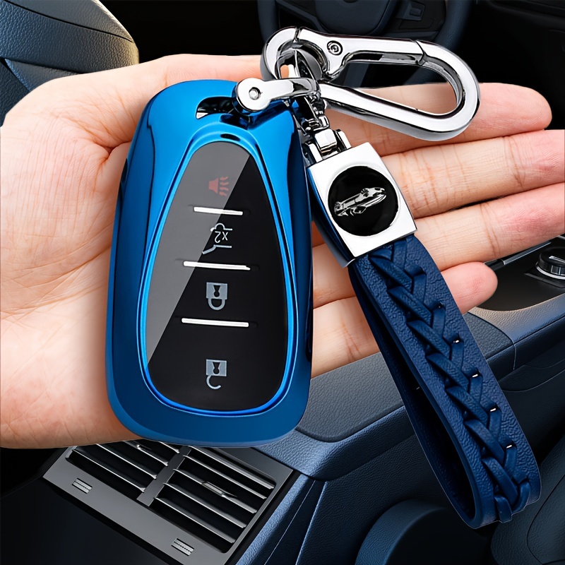 

1pc Tpu Car Key Cover With Braided Keychain - -resistant, For Keys, Features Lock//car Icons, Car Keychain