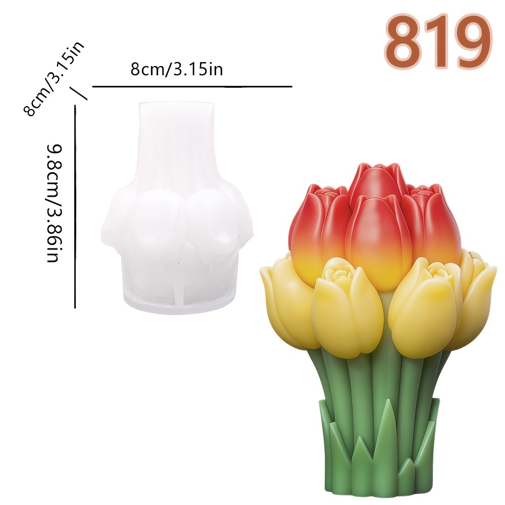 TEMU 1pc Tulip Bouquet Candle Mold, Suitable For Making Home Decoration Ornaments And Holiday Gift Decorations, A Diy Tool For Holiday Gifts Such As