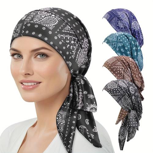 womens headscarf cap hair protection turban with tie strap muslim undercap