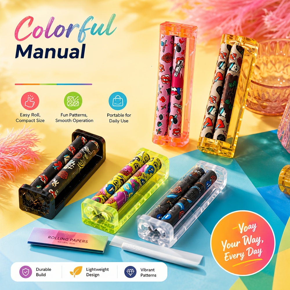 Manual Rolling Machine 5 Types Heavy-Duty Plastic Roller Compact Portable  DIY Hand Rolling Tool Easy to Carry and * Home Bar Accessories Novelty Gift