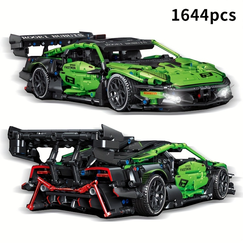 

1644pcs Technology Mechanical Series Green Super Sports Car City Racing Speed Car Building Blocks Toy, High Difficulty Assembly Toy, Educational Toy Birthday Gift