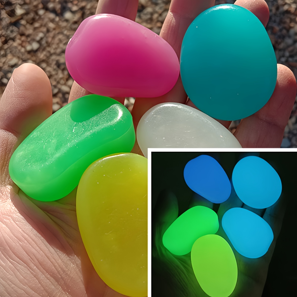 E-shop 12 Stk./Beutel Große Dekostäbe, 1,77-Zoll Große Leuchtsteine, für Garten, Aquarium, Gehweg und Dekoration, Heim Party Geburtstagsdeko