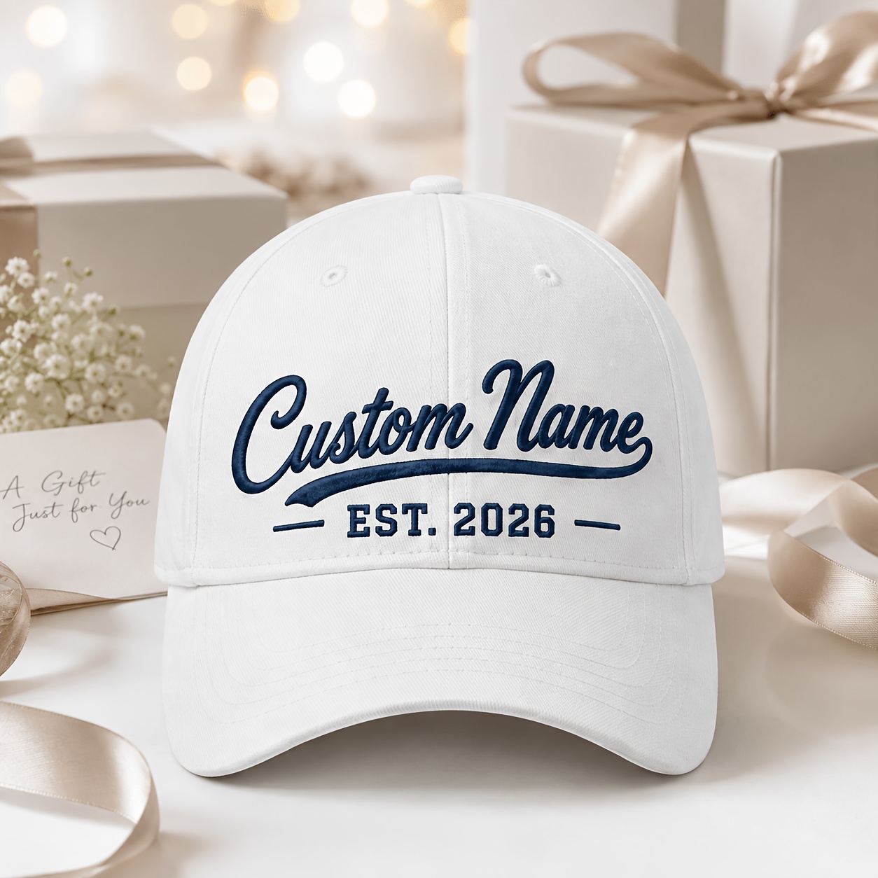 TEMU 1 stuks Unisex Gepersonaliseerde Custom Text Baseballpet, Verstelbare Maat, Borduurdienst Beschikbaar, Meerdere Kleuren, Uniek Cadeau, Ideaal